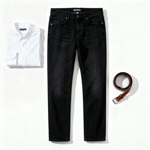 Express Men's Slim Straight Jeans - Black - Size 32x32